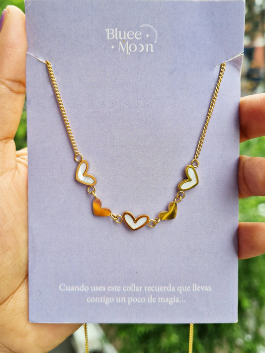 Collar Corazones Perla Madre