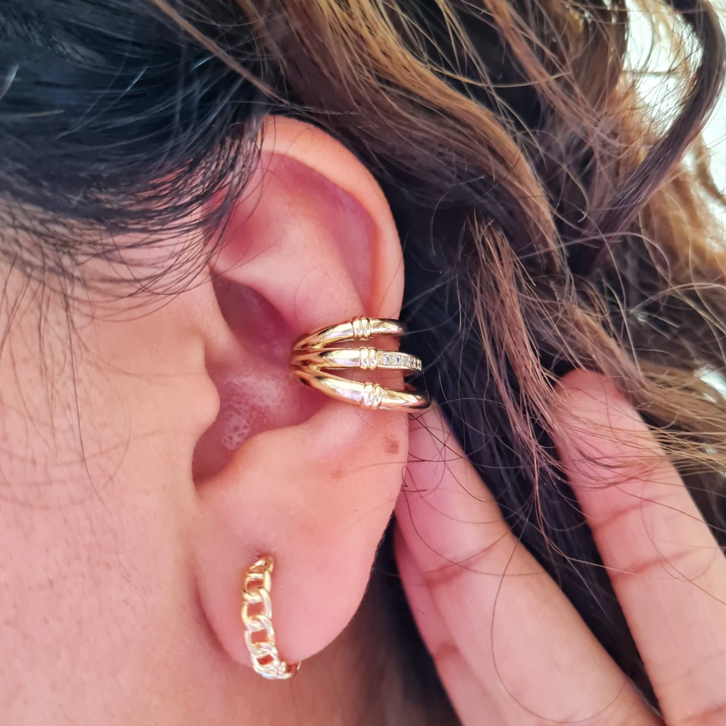 Ear Cuff Triple circonita